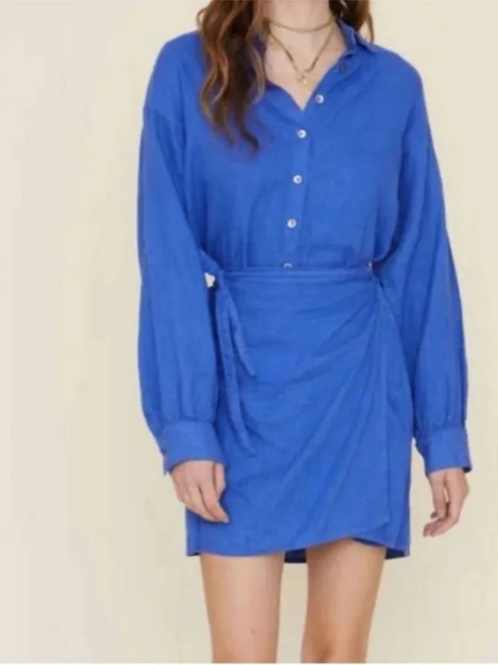 Xirena Royal Blue Linen Wrap
Shirt Dress, Small